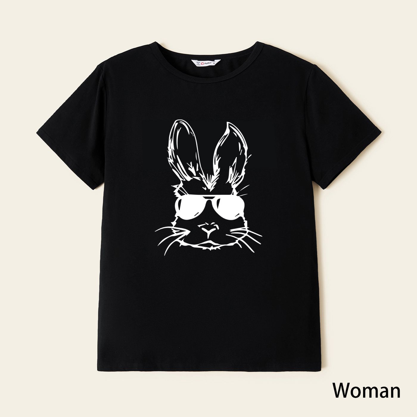 

Easter Family Matching Bunny Wearing Sunglasses Graphic Black Tops