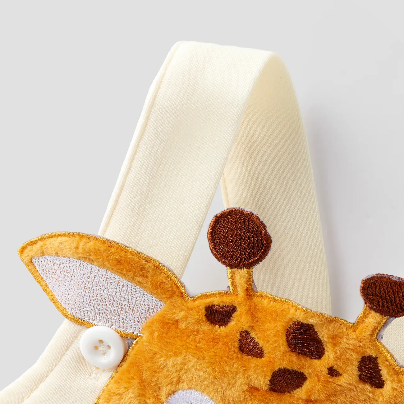 Baby Boy/Girl 2pcs Giraffe Embroidery Jumpsuit and Bib Set LightApricot big image 1