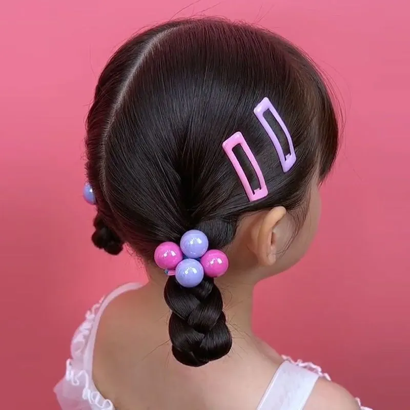 Lot de 5 élastiques à cheveux élastiques pour enfants en bas âge/enfants fille de couleur bonbon Multicolore big image 1
