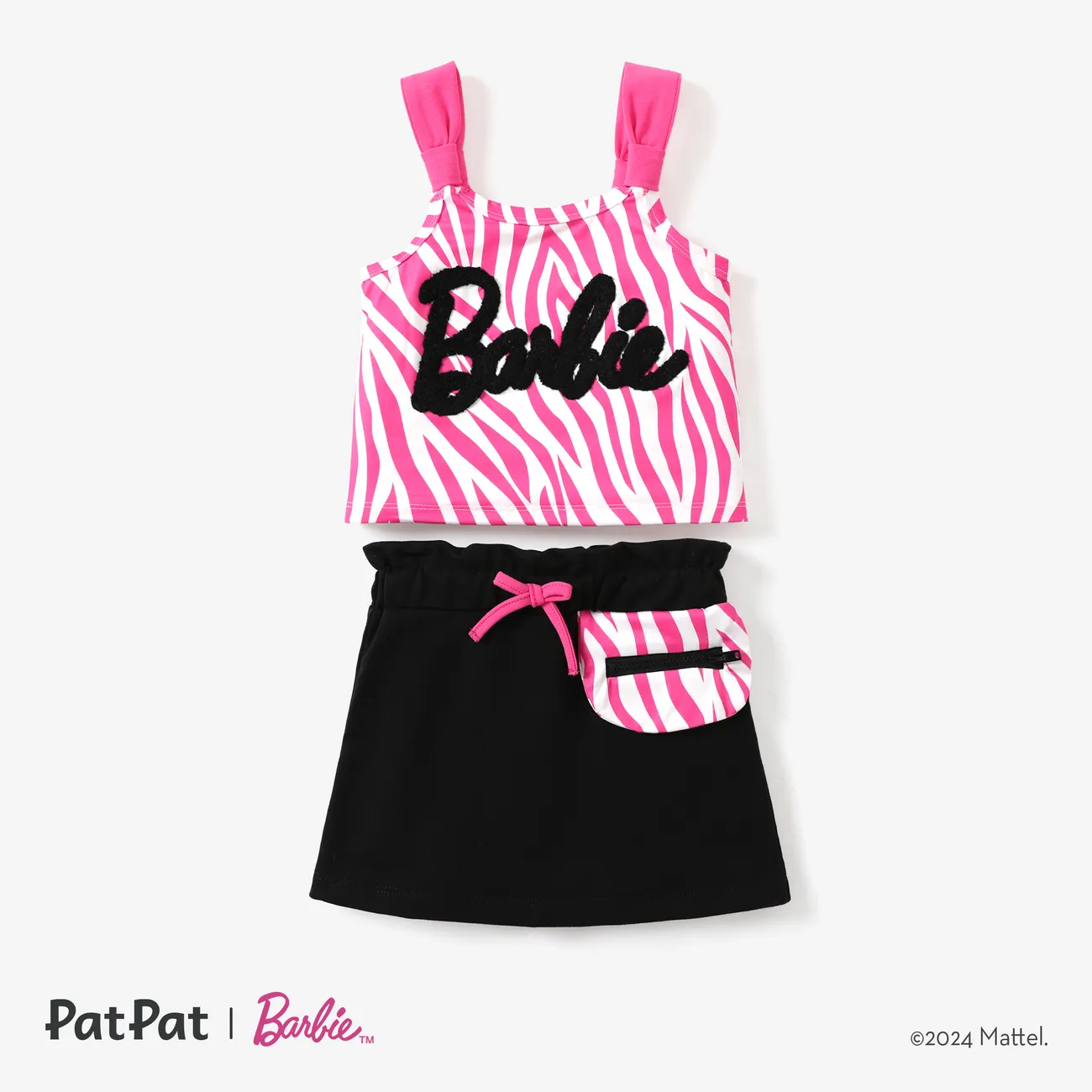 Barbie 2pcs Toddler/Kids Girls Striped Patch Pocket Skirts Set
 Roseo big image 1