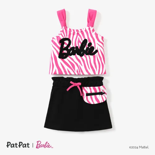 Barbie 2pcs Toddler/Kids Girls Striped Patch Pocket Skirts Set
