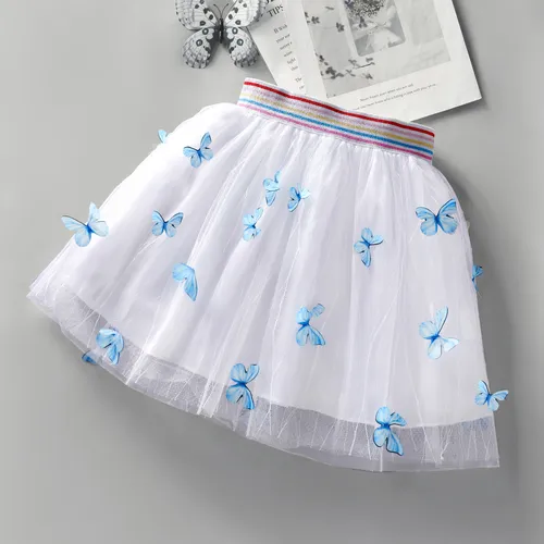 Conjunto de saia borboleta 3D hiper-tátil para meninas - Estilo doce, material de poliéster, 1pc