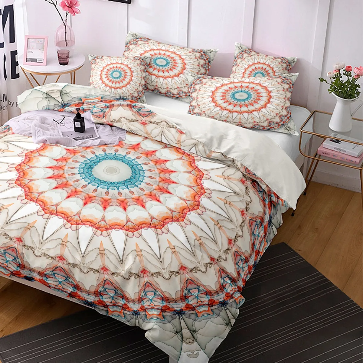 White - 2/3pcs 3D Digital Print Colorful Bedding Set - image 3