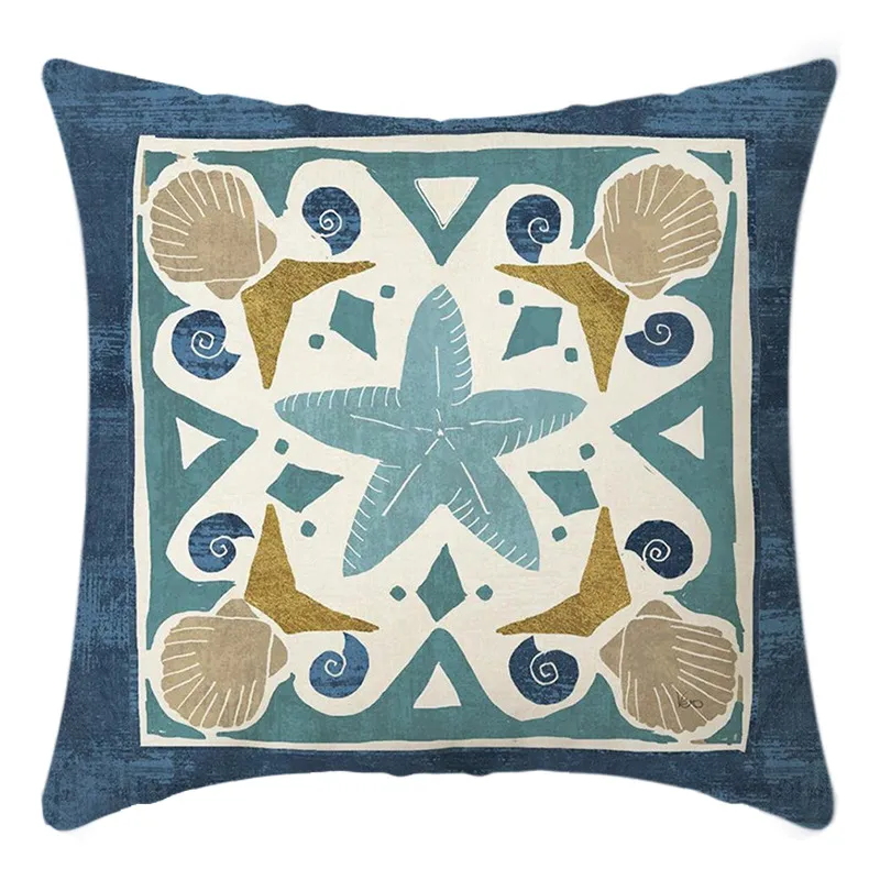 Set di 4 nuove fodere per cuscini per divano mandala geometrico a tema blu (nucleo del cuscino non incluso) azzurro big image 1