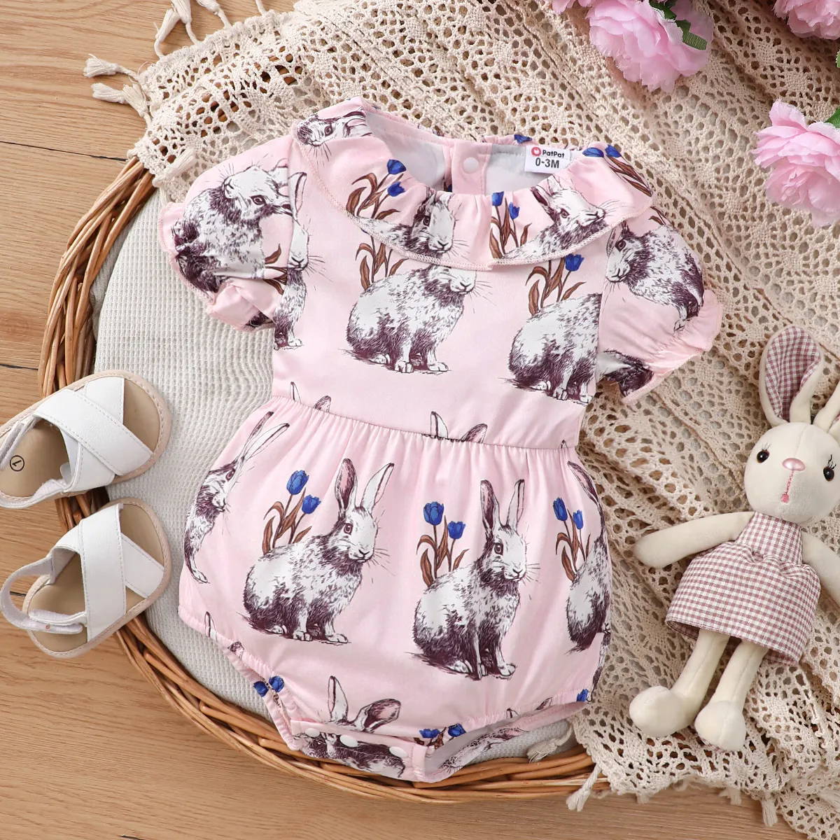 Baby Girls Easter Bunny Ruffle Jumpsuit