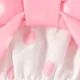 2pcs Baby Girl Polka Dots Print Bow Front Cami Romper & Headband Set Pink