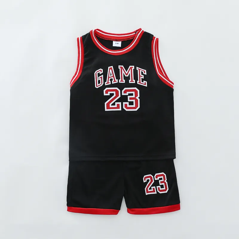 2pcs Toddler Boy Sporty Basketball Vast and Shorts Set with Letter Print  Black big image 1