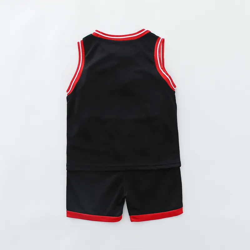 2pcs Toddler Boy Sporty Basketball Vast and Shorts Set with Letter Print  Black big image 1