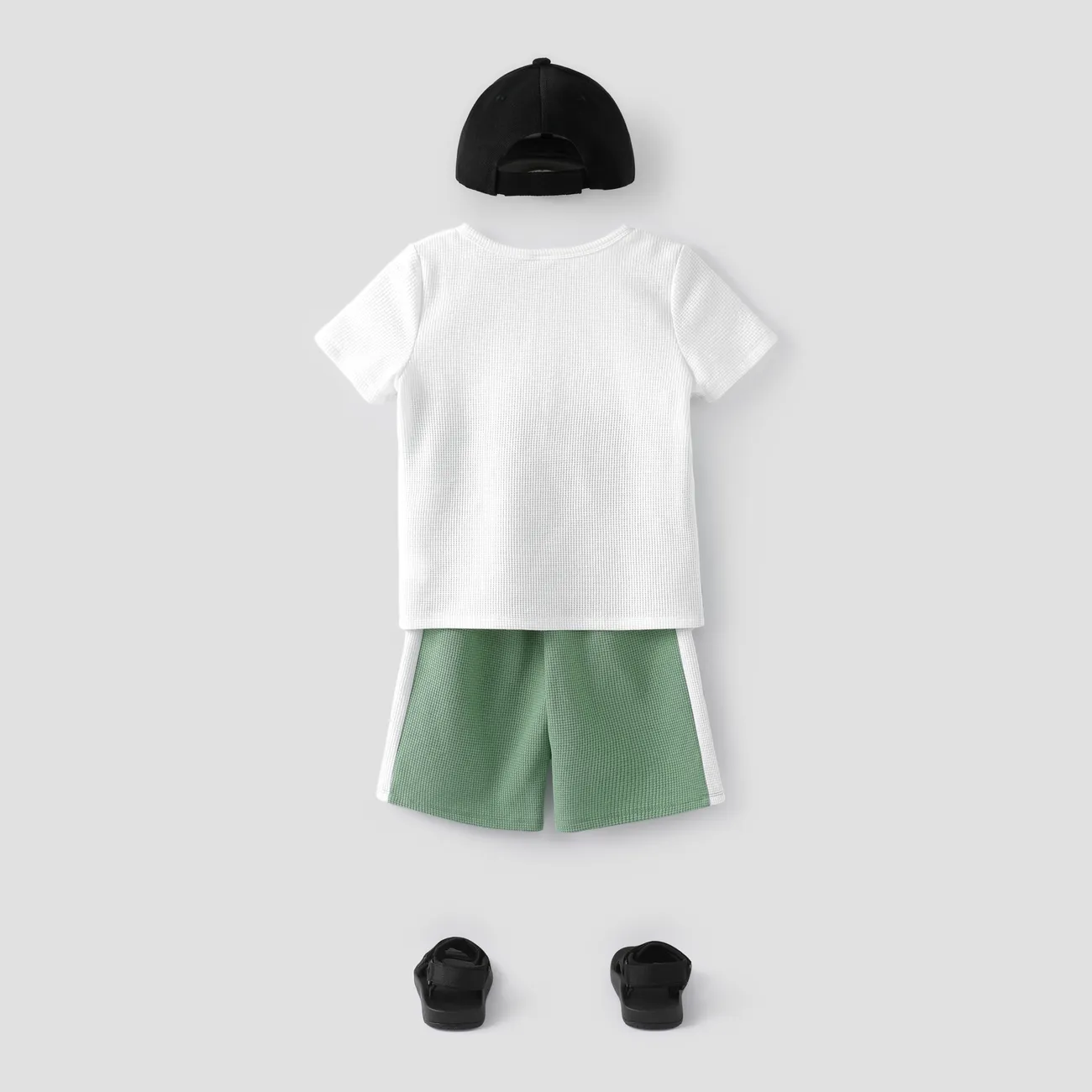 Kid Boy 2pcs Colorblock Tee and Shorts Set Turquoise big image 1