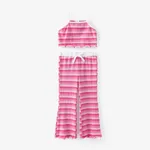 Toddler Girl 2pcs Casual Gradient Stripes Print Camisole and Pants Set  Roseo