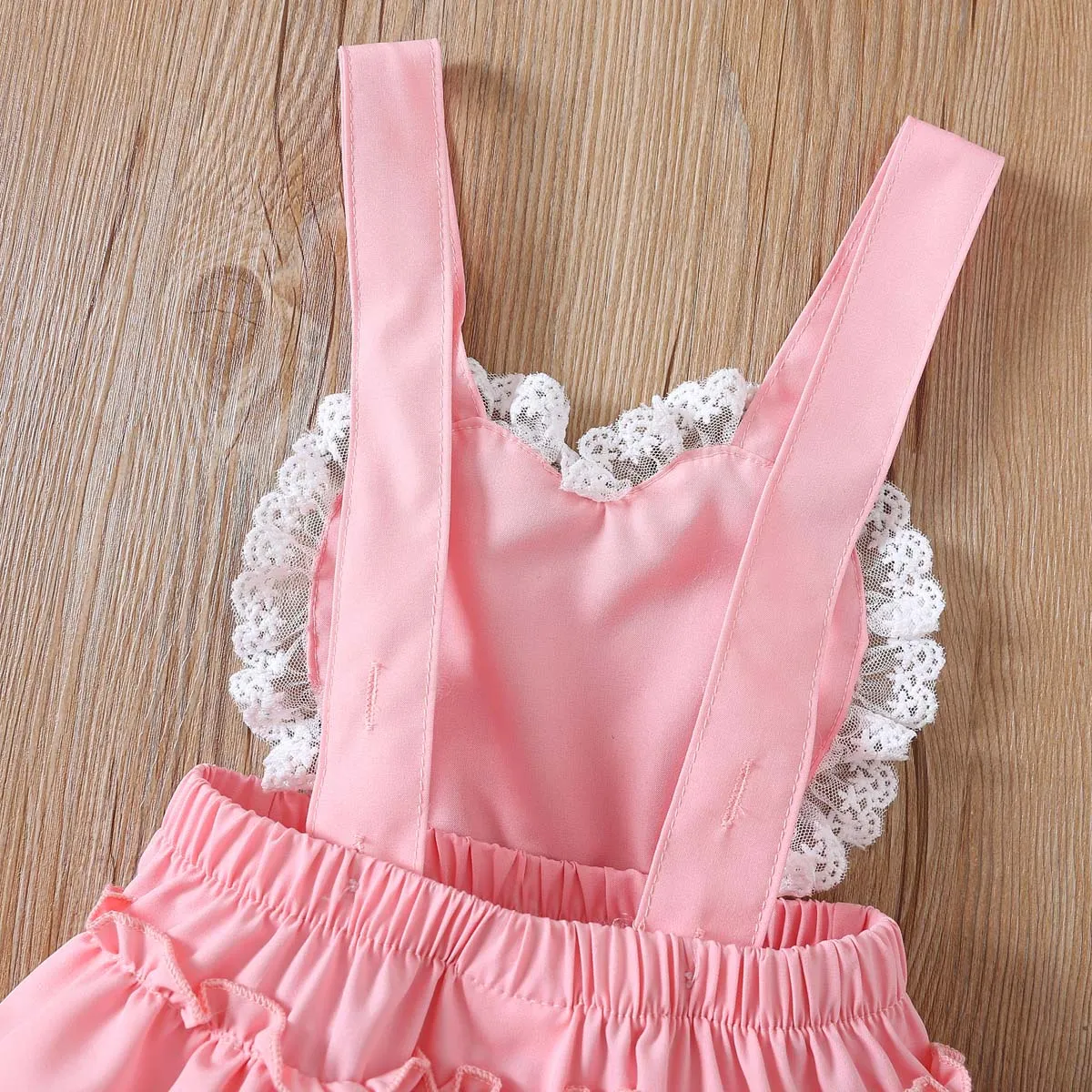 3pcs Baby Girl Sweet Lace Romper and Headband and Shoes Set  Pink big image 1