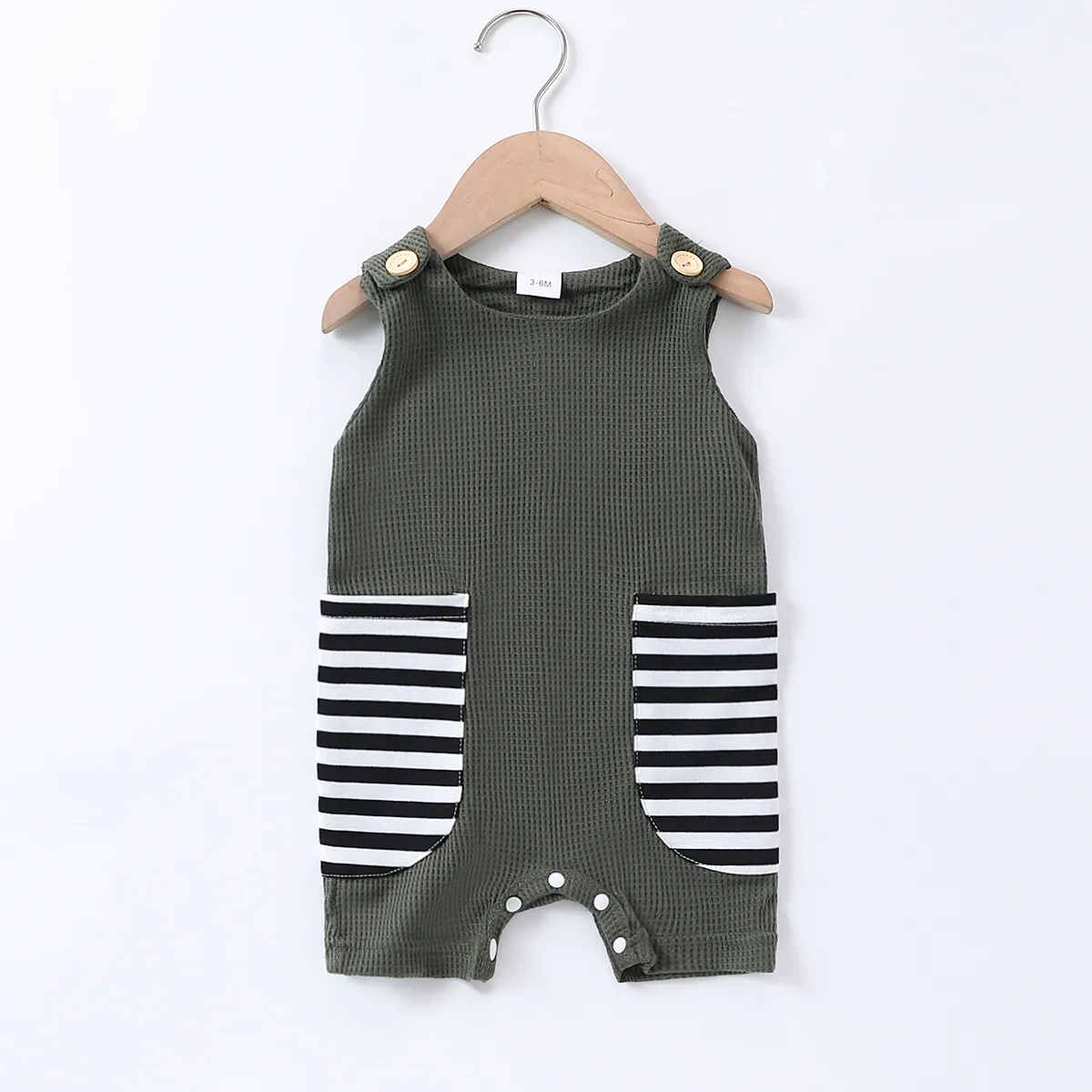 Baby Boy Casual Striped Jumpsuit  Green big image 1