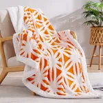 PatPat 3D Floral Coral Fleece Sherpa Blanket Orange color