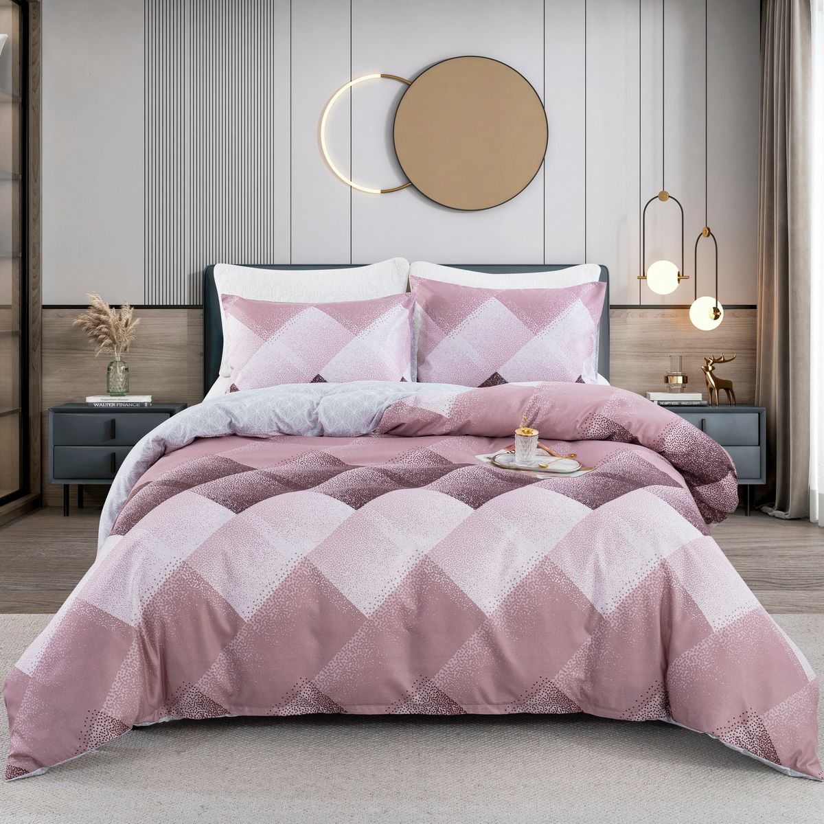2/3pcs Comfortable and Soft Checkered Pattern Bedding Set