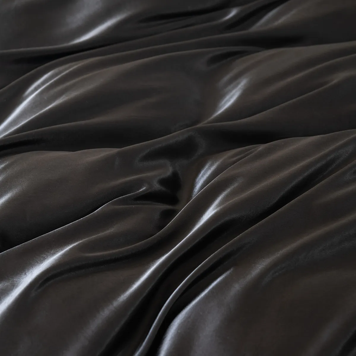 2/3 piezas de ropa de cama de satén de color sólido suave y cómodo, que incluye funda nórdica y fundas de almohada Negro big image 1