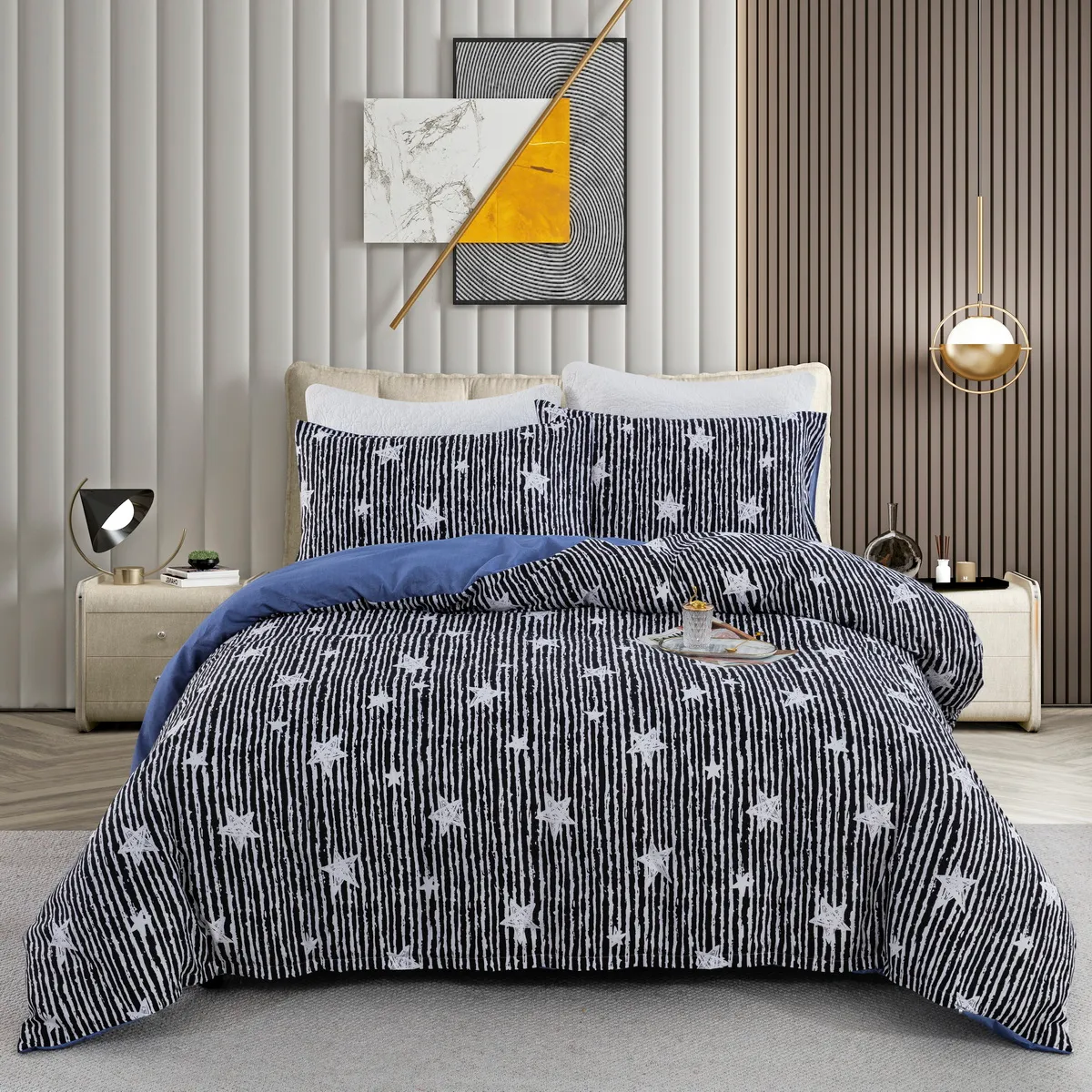 

2/3pcs Modern and Minimalist Cartoon Geometric Pattern Bedding Set,Includes Duvet Cover and Pillowcases