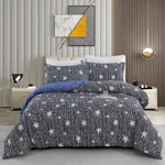 2/3pcs modernes und minimalistisches Cartoon-Bettwäscheset mit geometrischem Muster, einschließlich Bettbezug und Kissenbezügen grau