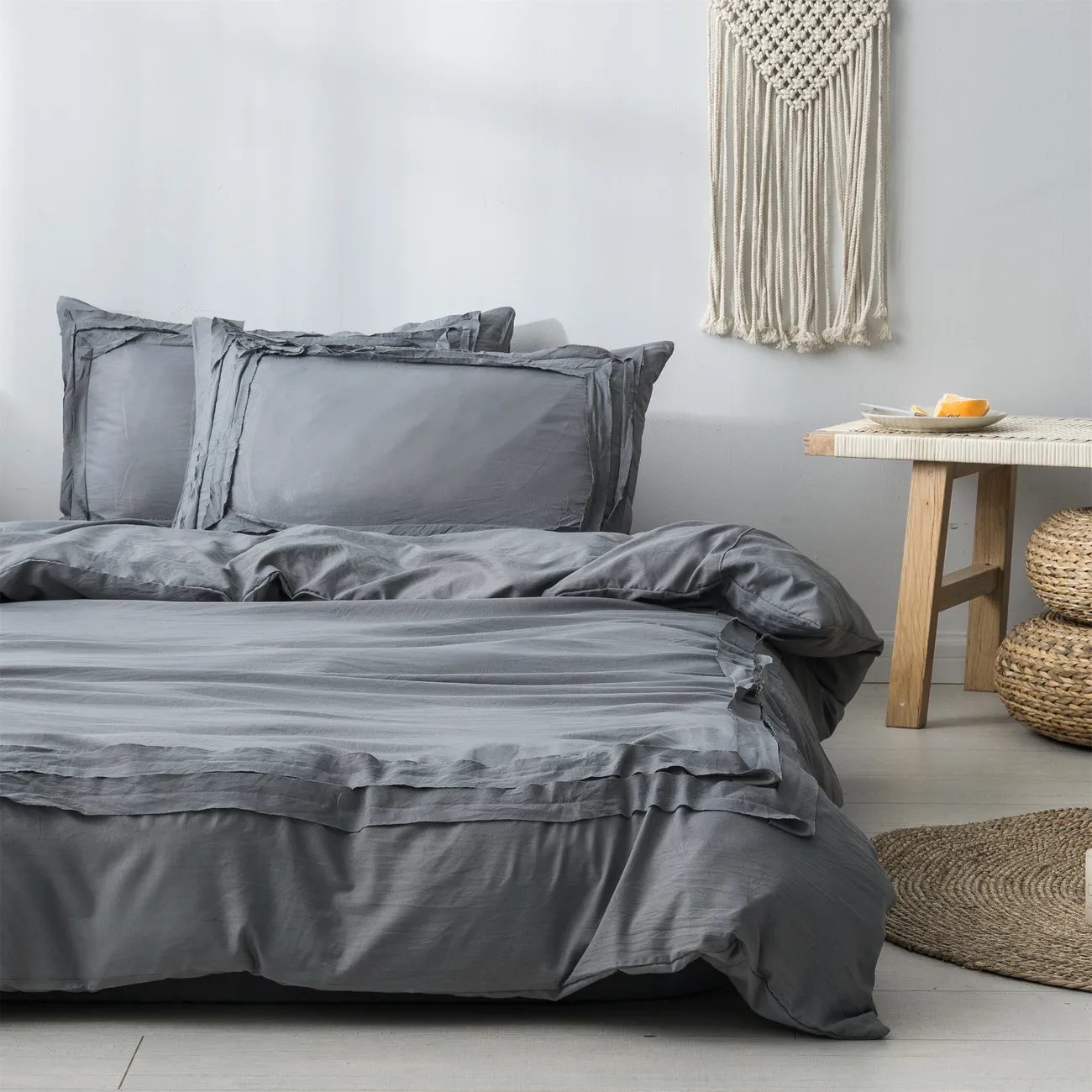 2/3pcs Simple and Minimalist Style Bedding Set, including Pillowcases and Duvet Cover Grey big image 1