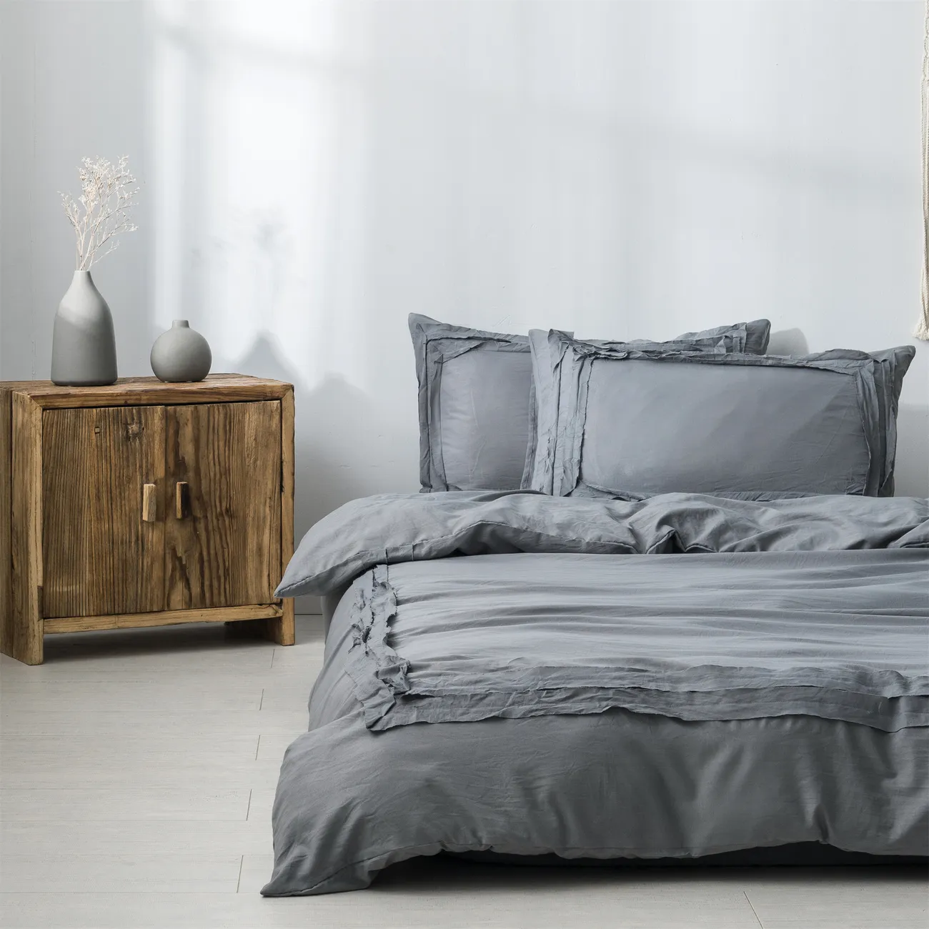 2/3pcs simples e minimalista estilo roupa de cama, incluindo fronhas e capa de edredom Cinzento big image 1