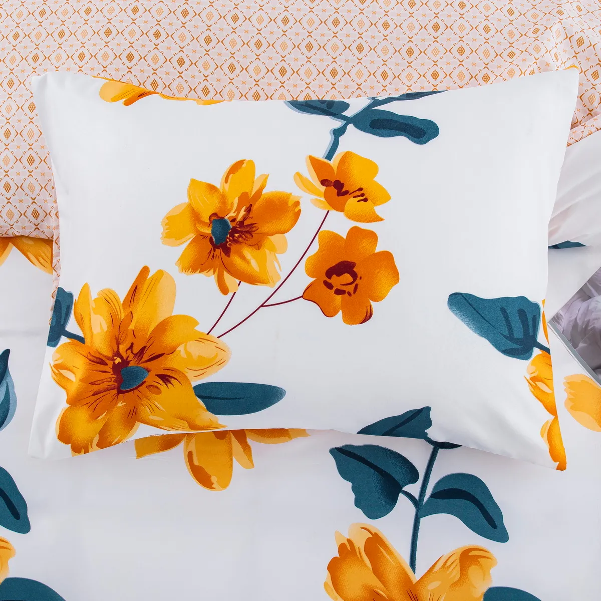 2/3 Stück weiches und bequemes Jacquard-Gänseblümchen-Design-Bettwäsche-Set, einschließlich Bettbezug und Kissenbezüge Mehrfarben big image 1