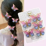 5 件裝幼兒/兒童女孩清新甜美的 3D 蝴蝶髮夾 紫色