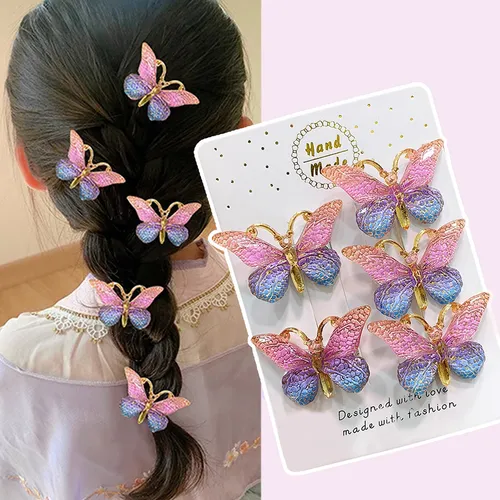 Paquete de 5 pinzas para el cabello de mariposa 3D frescas y dulces para niños pequeños / niños