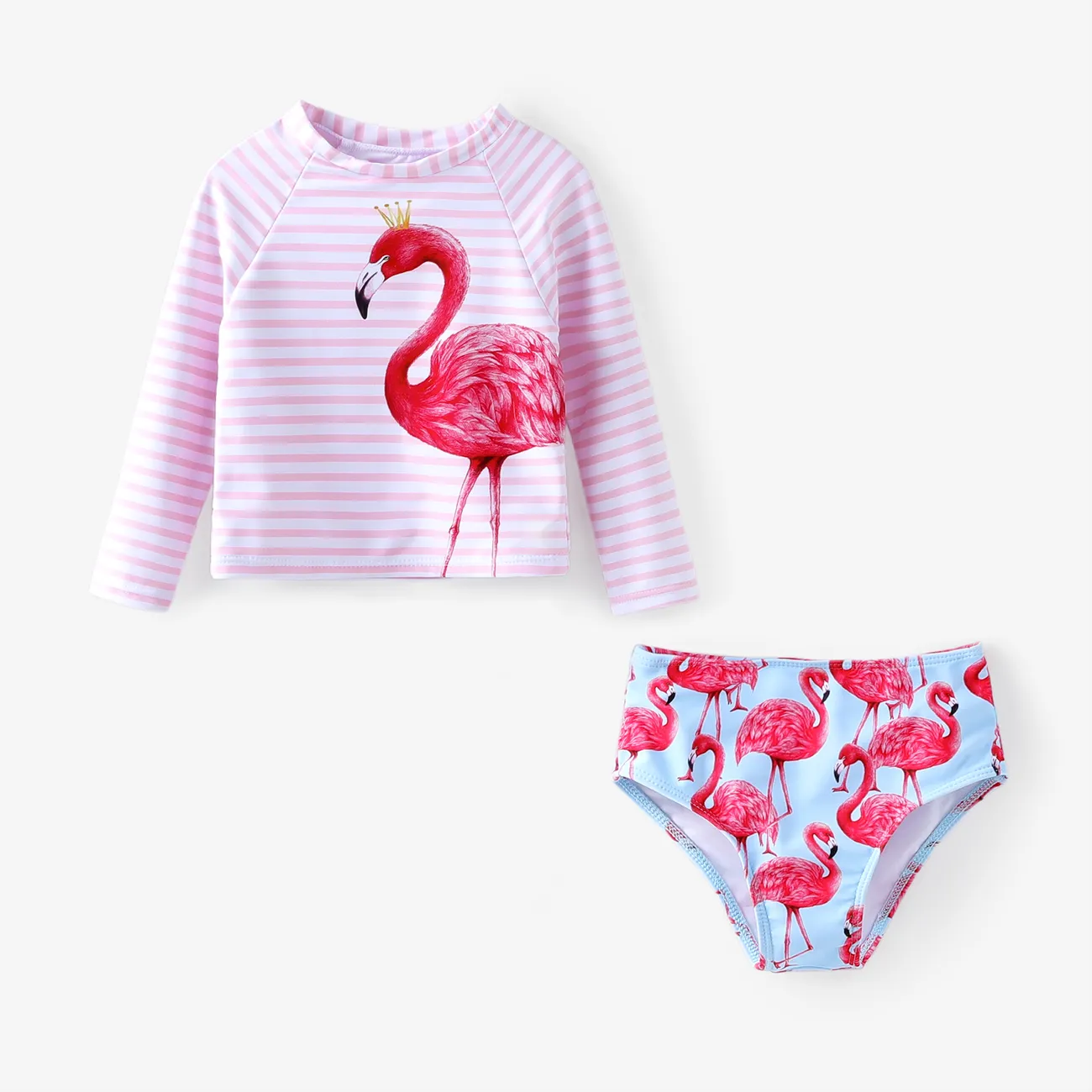 3 Stück Kleinkinder Mädchen Stehkragen Kindlich Badeanzüge rosa big image 1