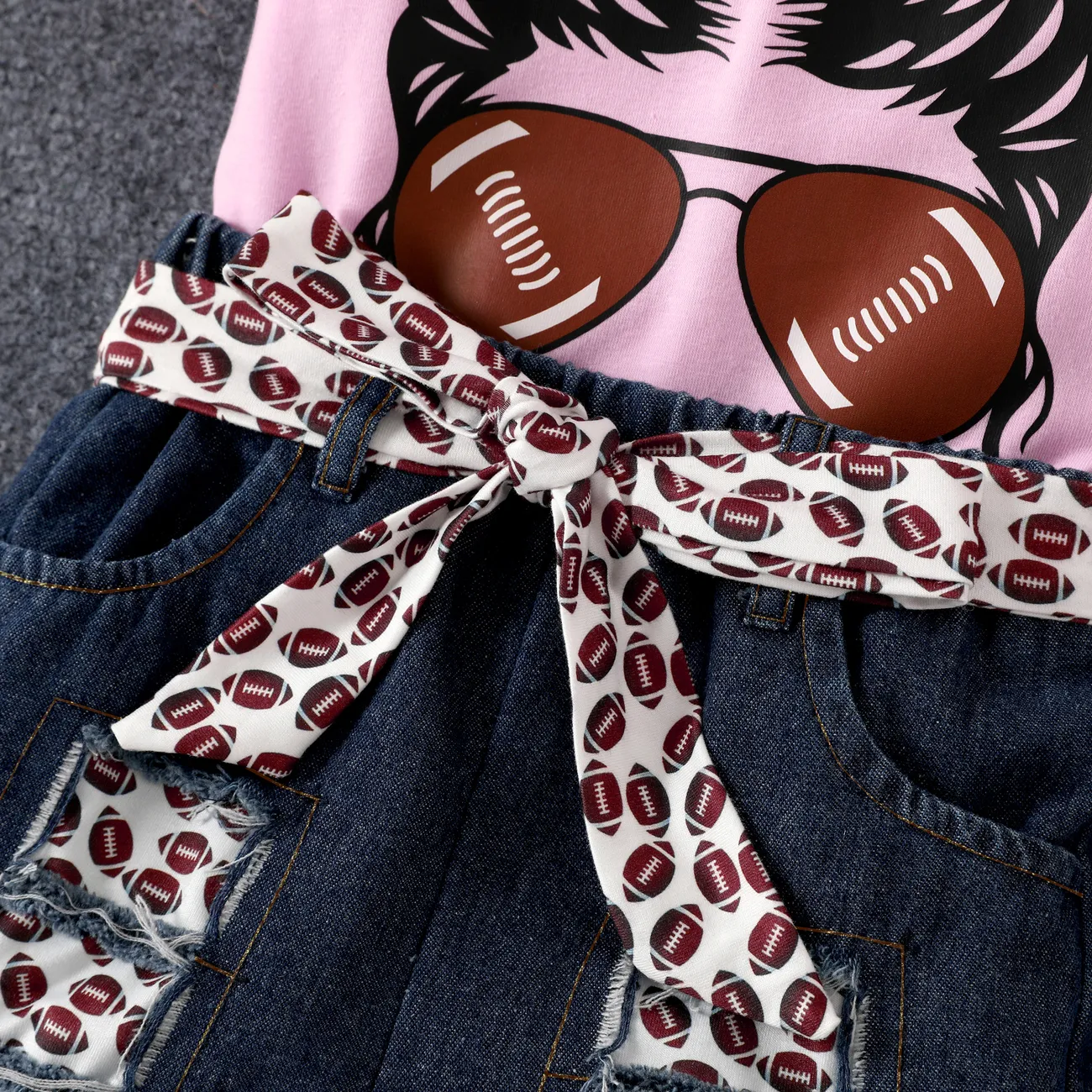 2pcs Toddler Girl Leopard Print Top and Denim Pants Set with Unique Hole Design Pink big image 1