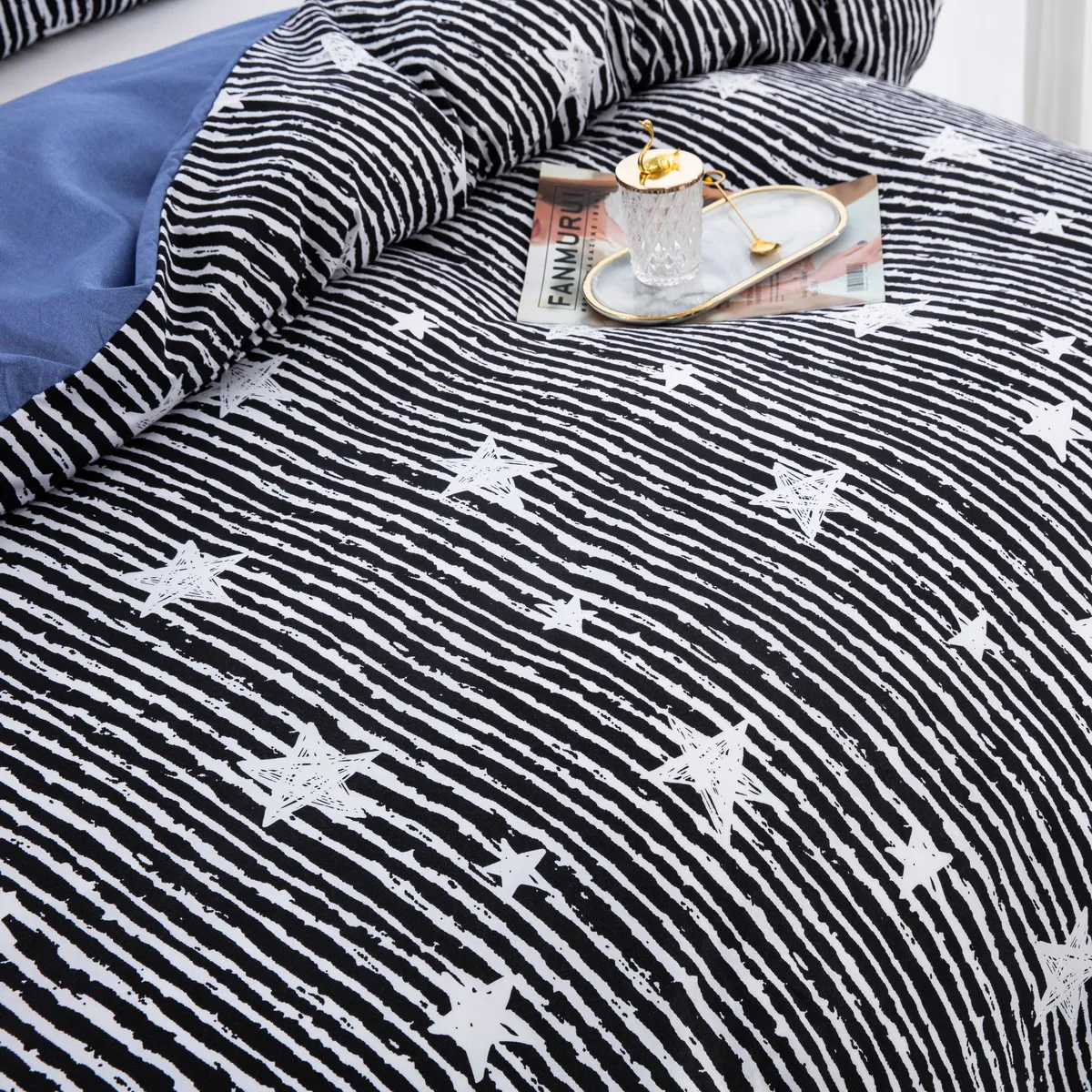 2/3pcs moderno e minimalista desenho animado padrão geométrico jogo de cama, inclui capa de edredom e fronhas Cinzento big image 1
