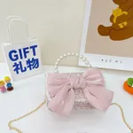 Kleinkind/Kinder Mädchen Little Chanel Style Kinder-Umhängetasche mit Schmetterlingsschleife rosa