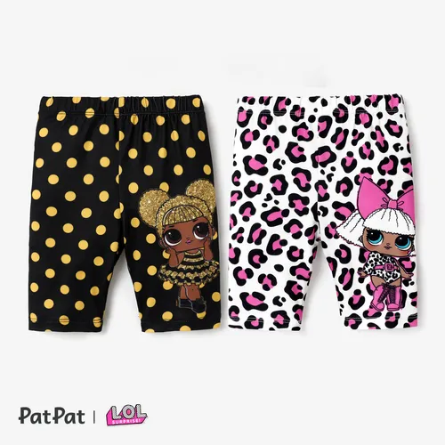 L.O.L. SURPRESA! Toddler Girl Leopard/Polk dot/Tye tingido Print Short Leggings