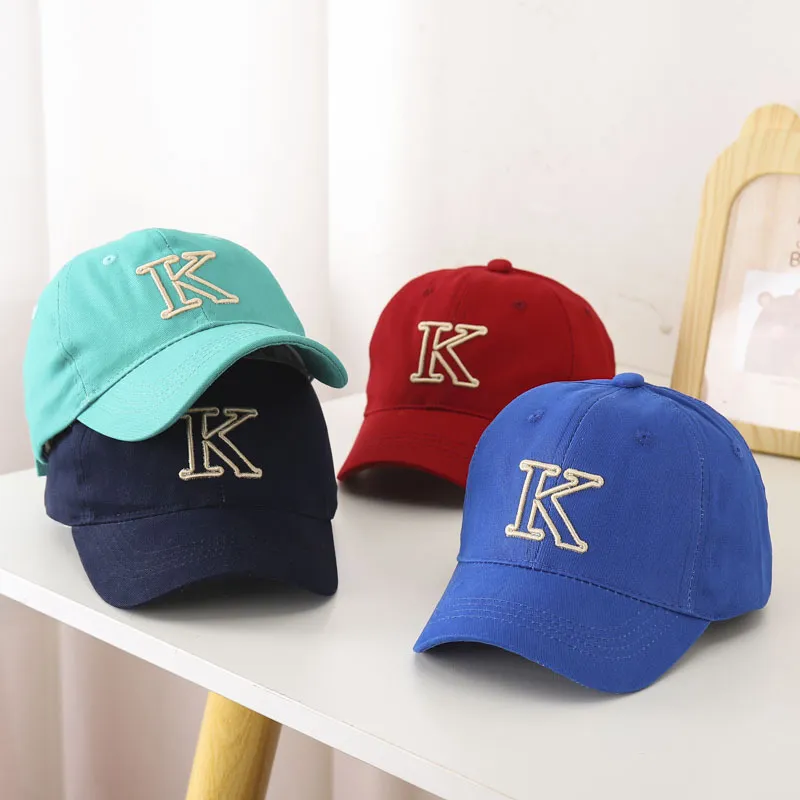 Toddler/kids Casual New Spring/Summer Unisex Kids Baseball Cap with K Letter Embroidery Red big image 1