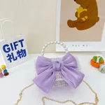 Niño pequeño / niños niña Pequeño bolso de hombro estilo Chanel para niños con lazo de mariposa Púrpura