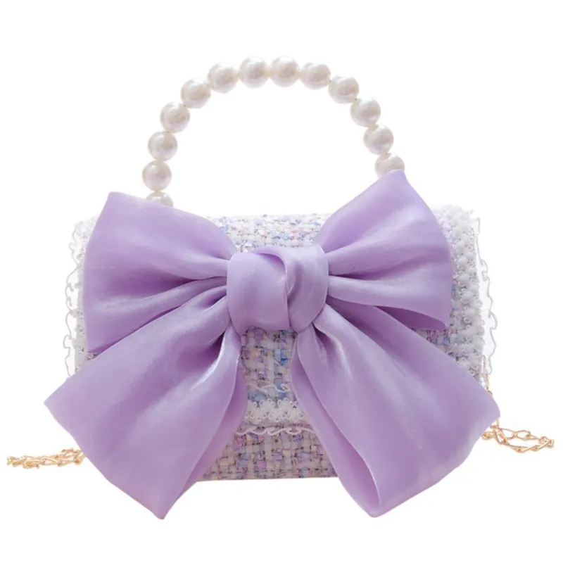 Kleinkind/Kinder Mädchen Little Chanel Style Kinder-Umhängetasche mit Schmetterlingsschleife lila big image 1