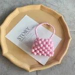 Kleinkindmädchen Bunte Perlenhandtasche mit Griff rosa