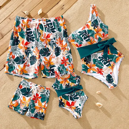 Tropical Family Swimwear Set - 2 Pieces Unisex Casual Plants and Floral