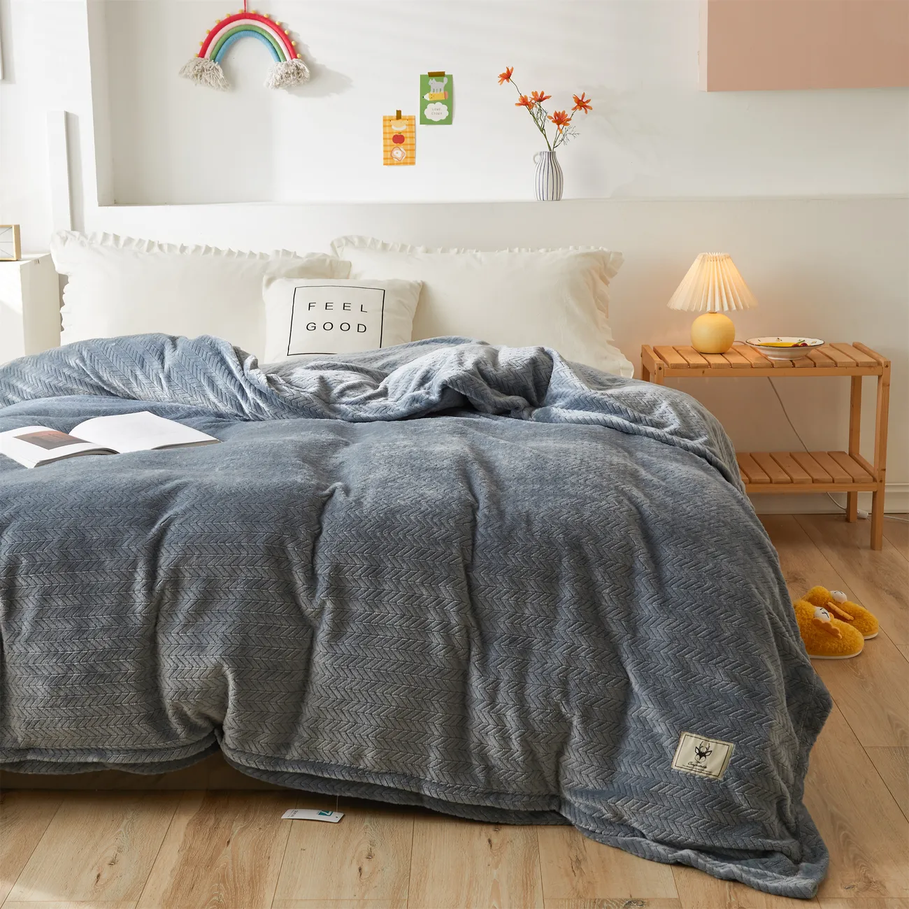 Einfarbige moderne und einfache Decke - 150 cm x 200 cm groß, warm, bequem und hautfreundlich blaugrau big image 1