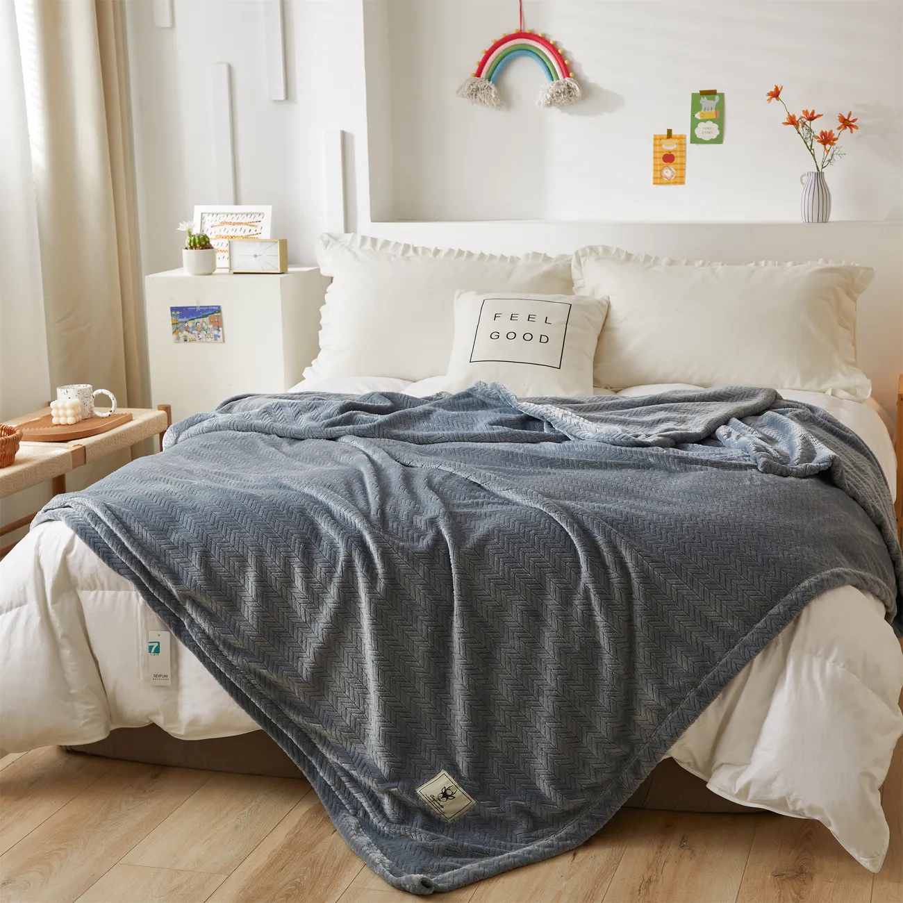 Einfarbige moderne und einfache Decke - 150 cm x 200 cm groß, warm, bequem und hautfreundlich blaugrau big image 1