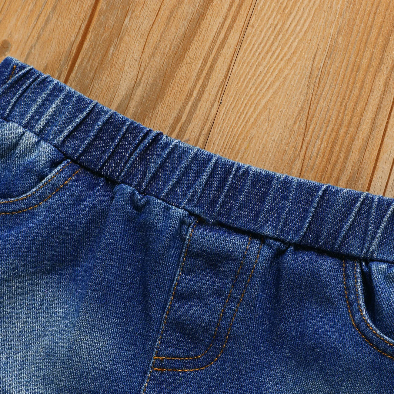 Falda de algodón para niña con borde de volantes - Estilo vanguardista Azul big image 1