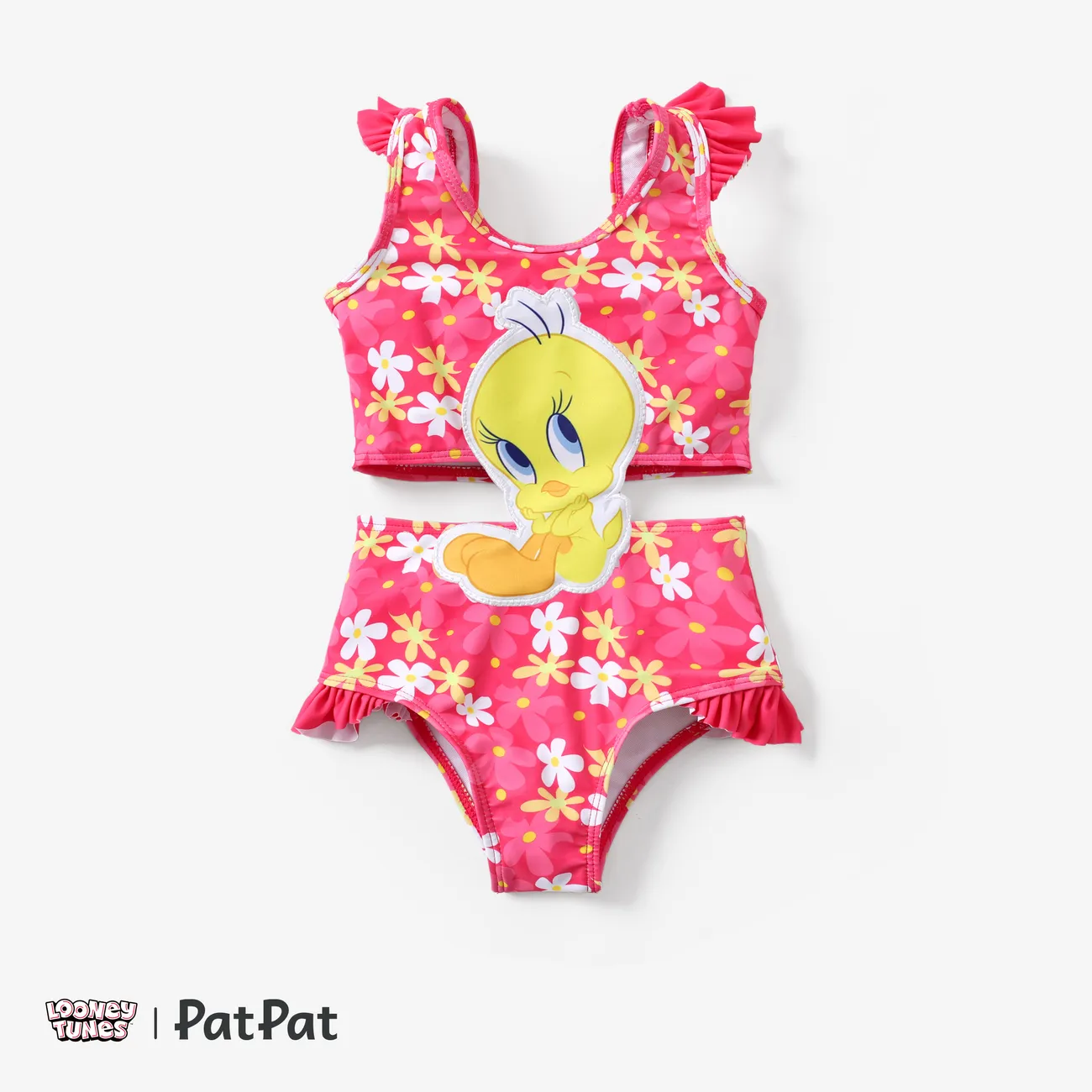 Looney Tunes 1pc Toddler Boys/Girls Character Print Puff-Sleeve One-Piece Swimsuit/Swimming pants
 Pink big image 1