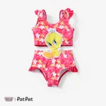 Looney Tunes 1pc Toddler Boys/Girls Character Print Puff-Sleeve One-Piece Swimsuit/Swimming pants
 Pink