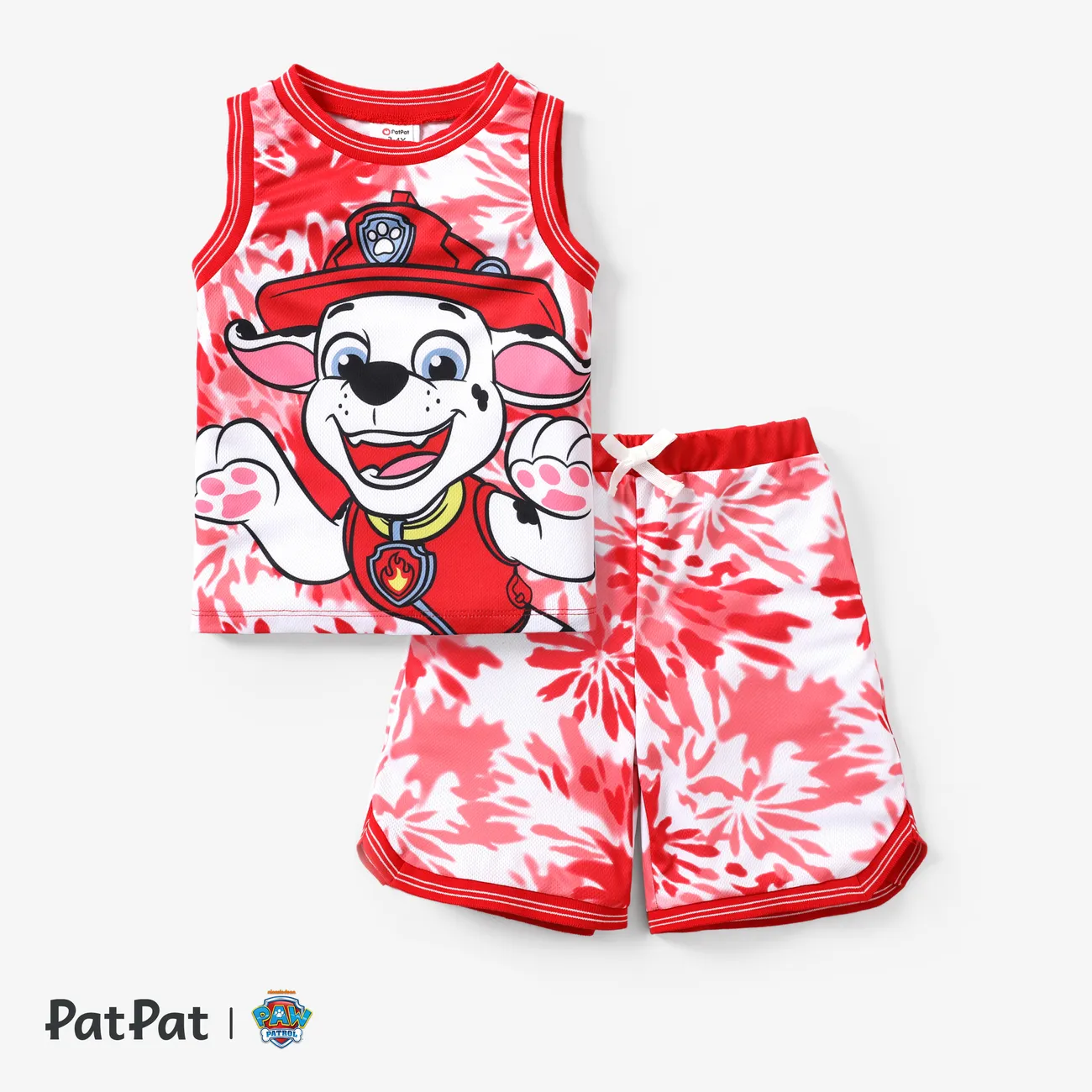 PAW Patrol Boys/Girls Children's Sports and Leisure Tie-Dye Print Effect Flat Machine Webbing Basketball Jersey sets Red big image 1