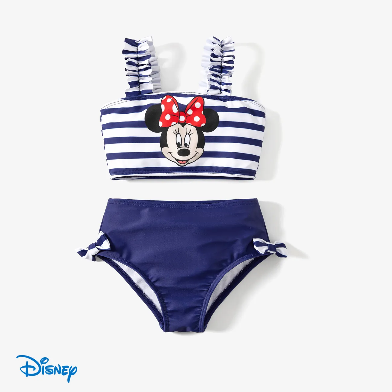 Disney Mickey and Friends Sibling Set Boys/Girls Character Stripped Swimsuit Dark Blue big image 1