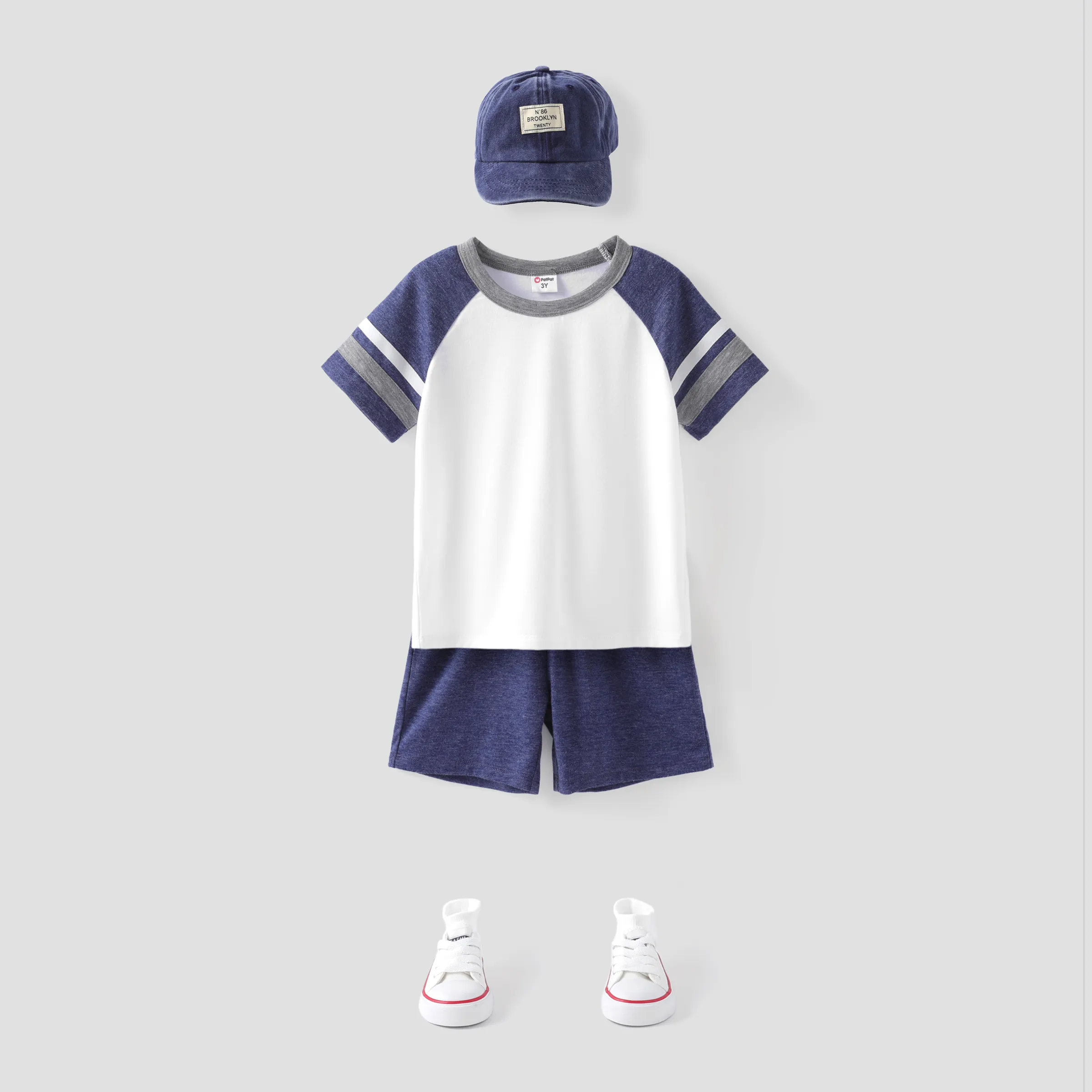 

Toddler Boy 2pcs Colorblock Tee and Shorts Set