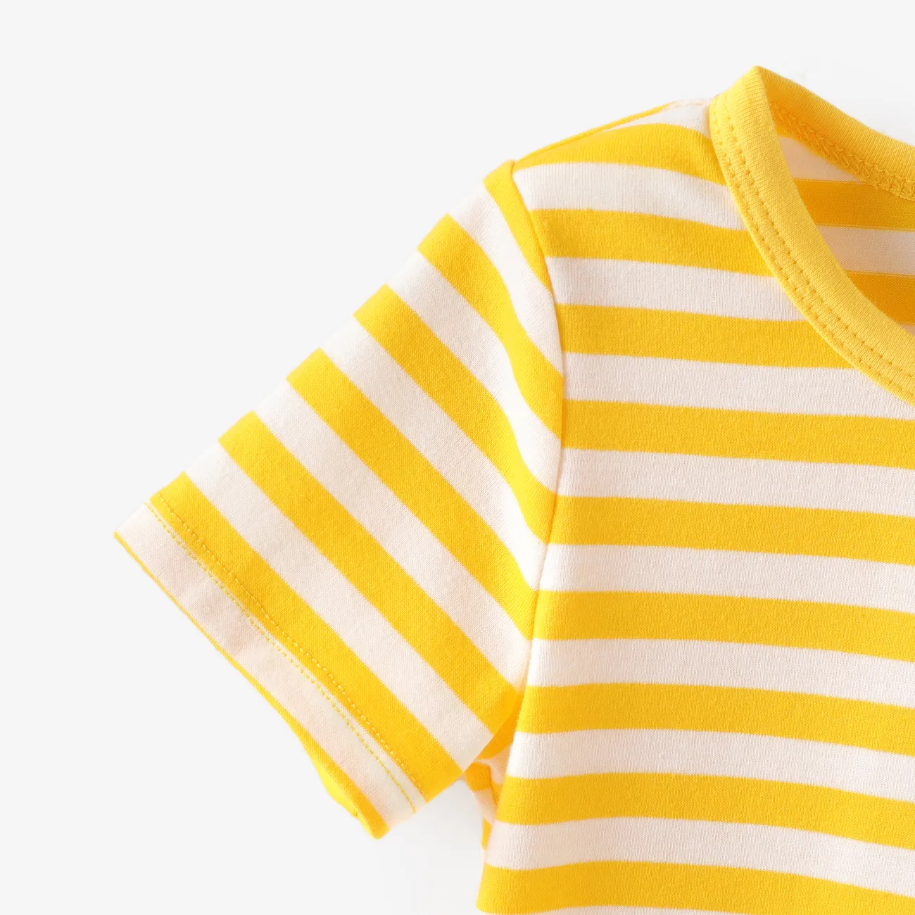 2件 嬰兒 男 鈕扣 童趣 短袖 嬰兒套裝 黃色 big image 1