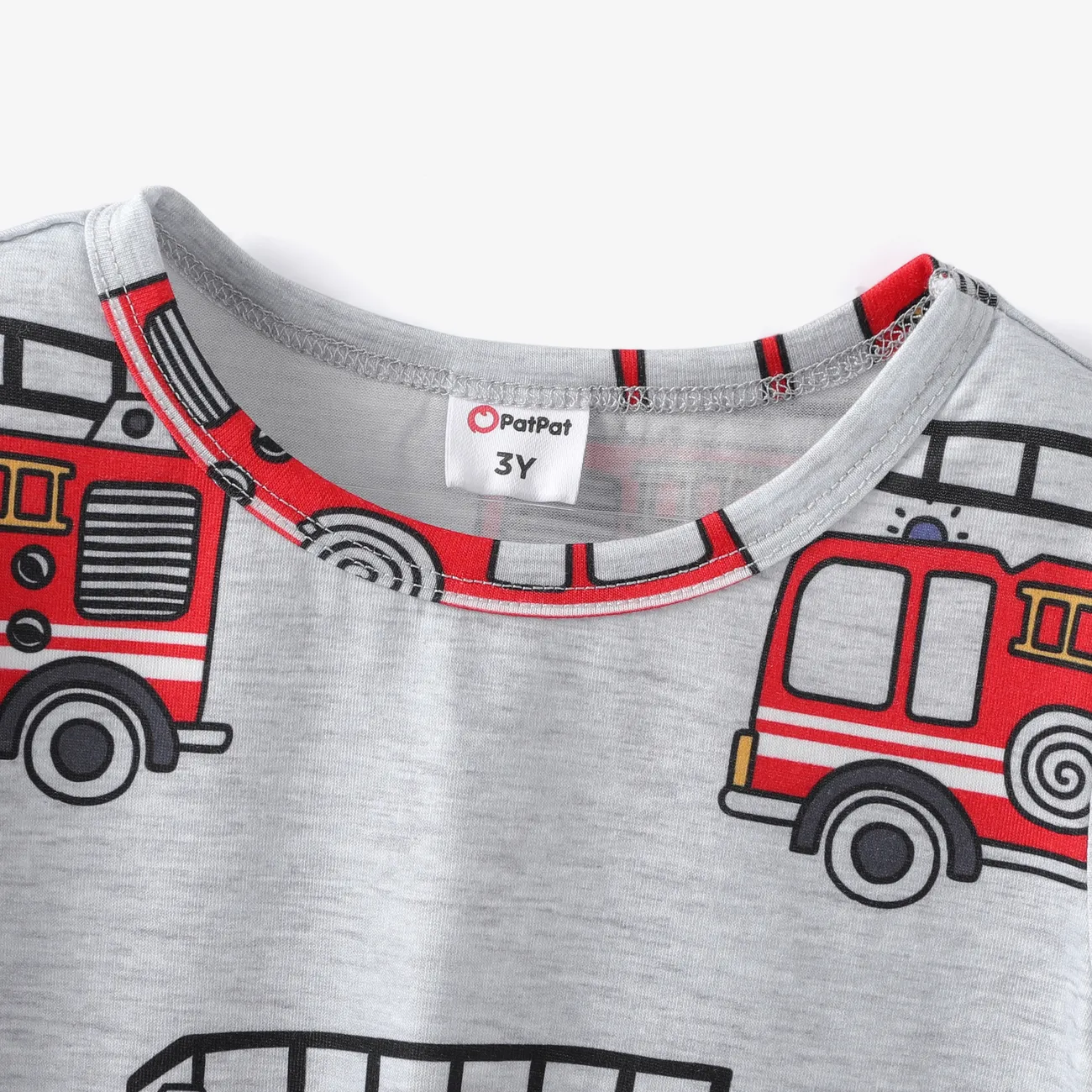 Toddler Boys 2pcs Vehicle Print Tee and Vehicle Embroiderey Denim Overalls Set Flecked Grey big image 1