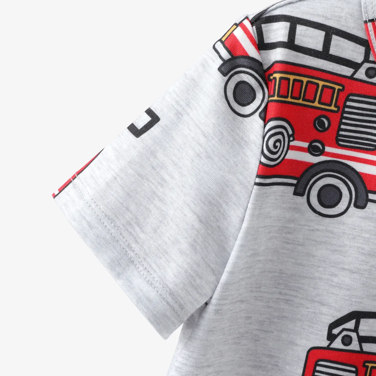 2 Stück Kleinkinder Jungen Knöpfe Kindlich T-Shirt-Sets grau gesprenkelt big image 1