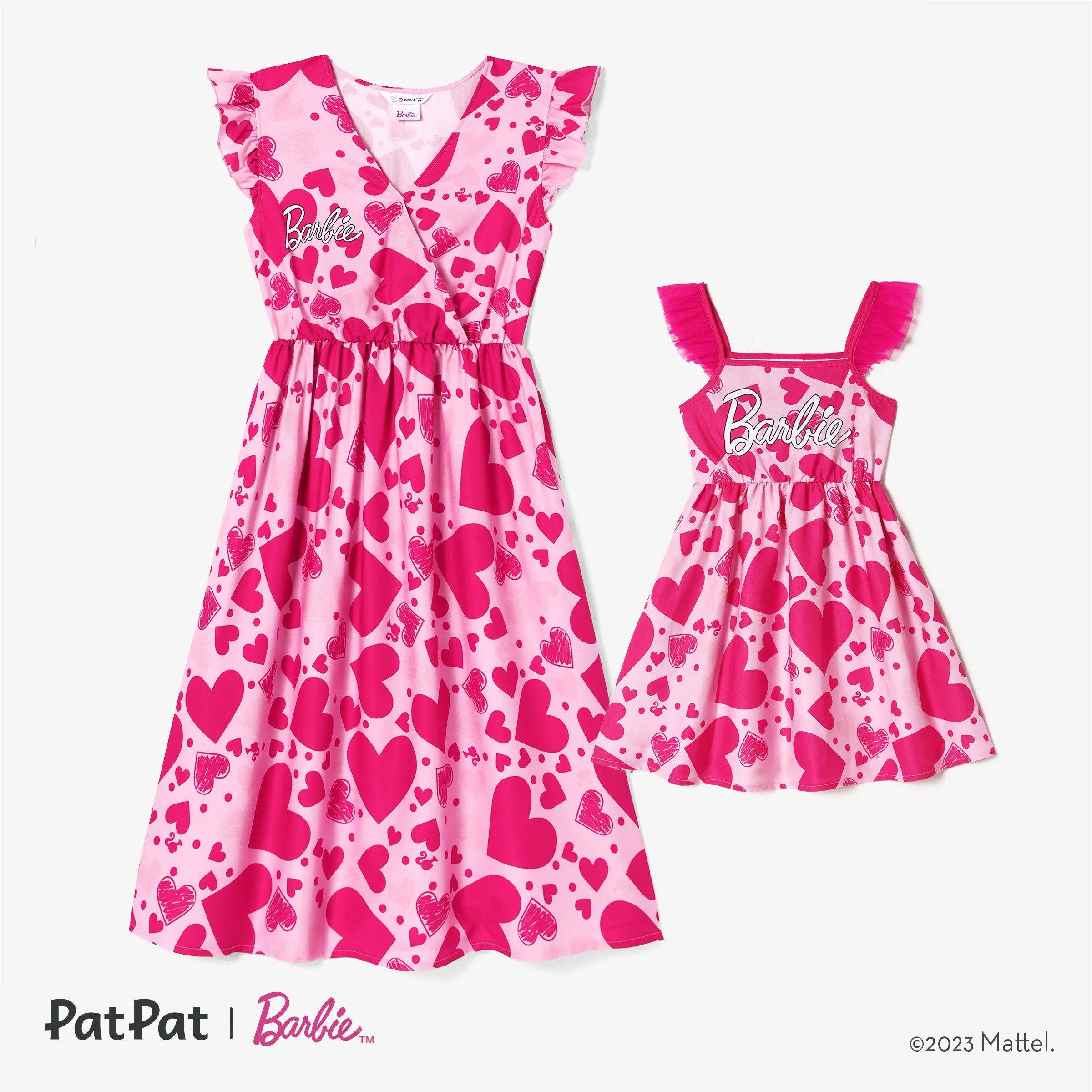 

Barbie Mommy and Me Mother's Day Letter and Heart Allover Print Dress