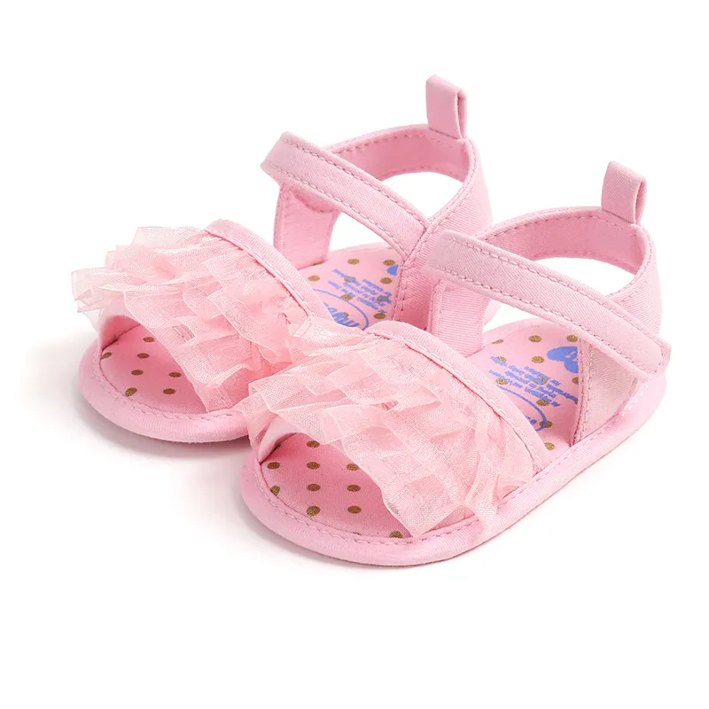 

Baby/Toddler Girl Sweet Toddler Ruffle Mesh Applique Velcro Pre-Walker Shoes