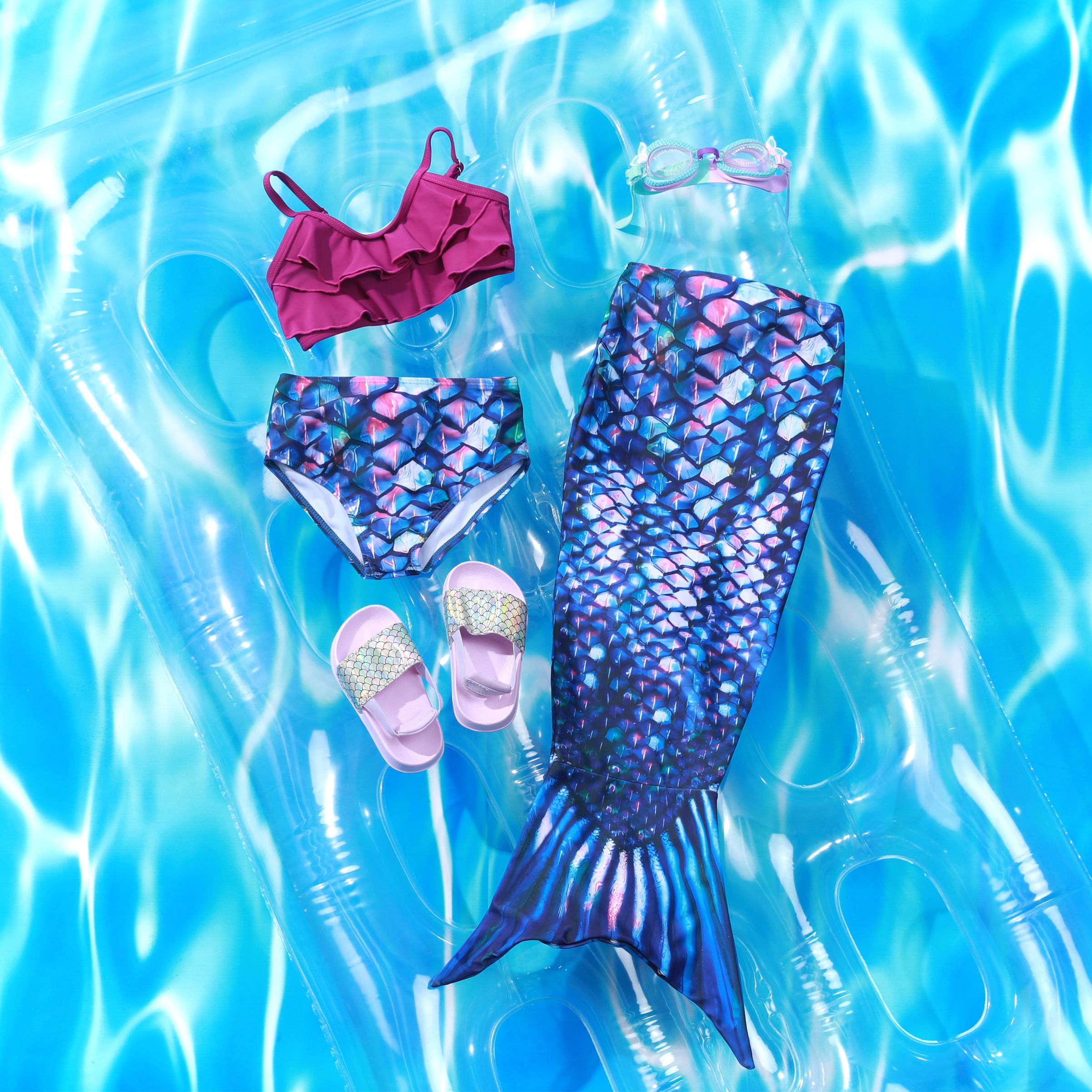 3pcs Baby Girl Sweet Mermaid Swimsuit Top/ Bottom/Mermaid Tailing Set